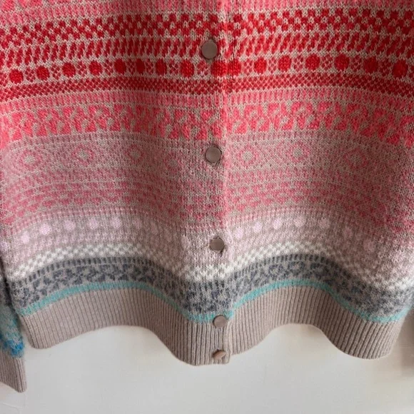 Talbots Pastel Multicolor Fairisle Stripe Lambswool Round Neck Womens Size M - Picture 6 of 12